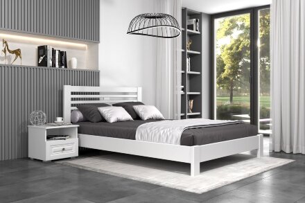 Кровать из массива Линда, белый античный 