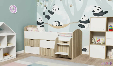 Детская кровать-чердак Малыш-7, ясень-белое дерево 