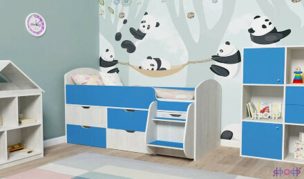 Детская кровать-чердак Малыш-7, ясень-белое дерево 