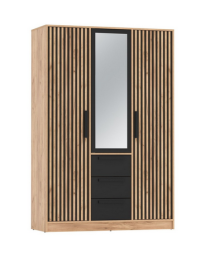 Шкаф 3-х дверный 83.08 Вегас, Дуб золотой/Черный​