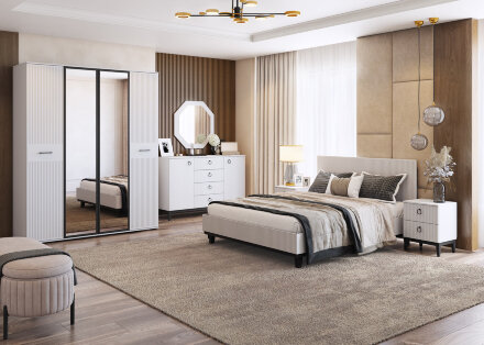 Кровать двуспальная  с мягким изголовьем  Шарлиз   