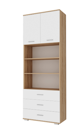 Шкаф 2-х дверный, 3 ящика Италия, Сонома/белый глянец 